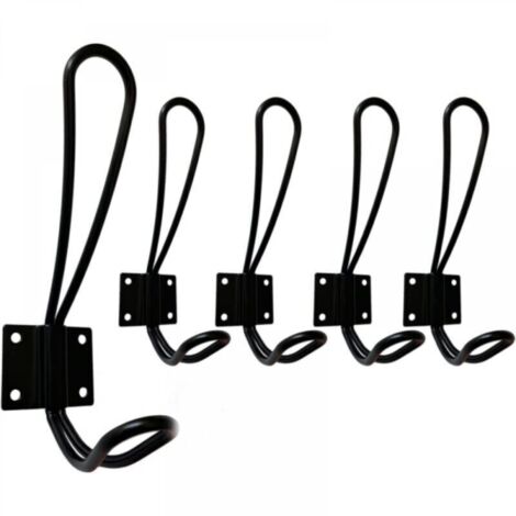 Patère murale noire, lot de 5 crochets muraux et patères, crochets métalliques pour salle de bain, toilettes et meubles de cuisine