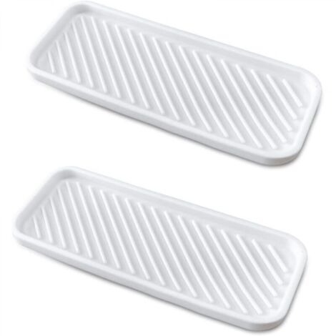 Lot de 2 porte-éponges épais en silicone pour évier de cuisine, salle de bain, distributeur de savon, brosse à récurer, blanc (1/4)