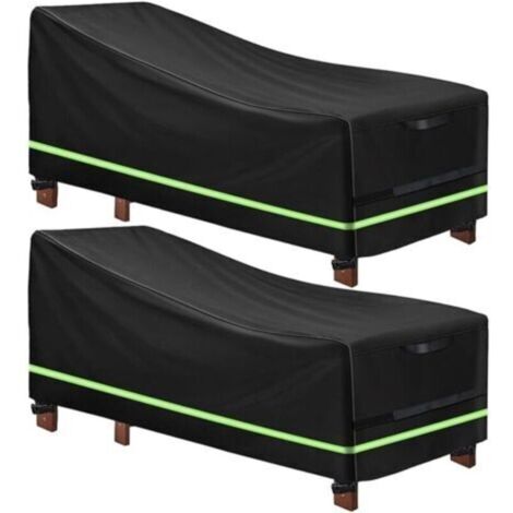 2 packs de housses de chaise longue avec bande réfléchissante, tissu Oxford 420D résistant, housse de chaise longue de jardin imperméable et coupe-vent (1/4)