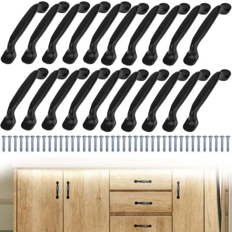 20pcs Poignée de Meuble Cuisine - Poignée Noir Meuble Tirer Entraxe 96mm en Aluminium pour Portes et Armoires avec des vis (1/4)