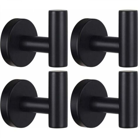 Porte-serviettes mural poinçon porte-manteau salle de bain patère noir mat acier inoxydable SUS 304 (1/4)