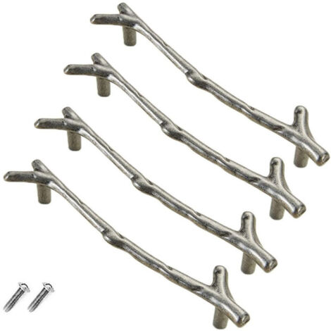 Lot de 4 boutons de tiroir vintage en alliage de zinc pour armoire, tiroir, maison de campagne, chalet(128mm,argent) (1/4)