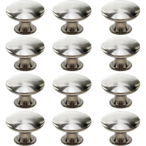 Lot de 12 boutons de placard de cuisine, poignées de tiroir rondes vintage, petits boutons de porte en métal, 30 x 21 mm, argent (1/4)