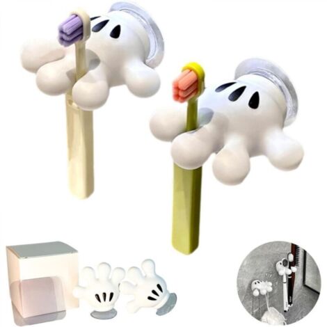 Porte-brosse à dents suspendu mignon, crochet à ventouse intéressant, cintre pour tampon adhésif (2) (1/4)
