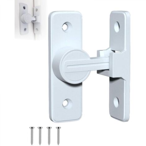 Verrou Serrure de Fermeture Porte Interieure Coulissante, 90° Loquet de Crochet a Porte Bascule, Verrou porte interieure,Blanc