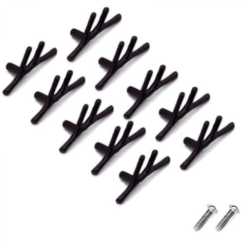 Lot de 10 boutons de tiroir vintage en alliage de zinc pour armoire, tiroir, maison de campagne, chalet(trou unique,noir) (1/4)