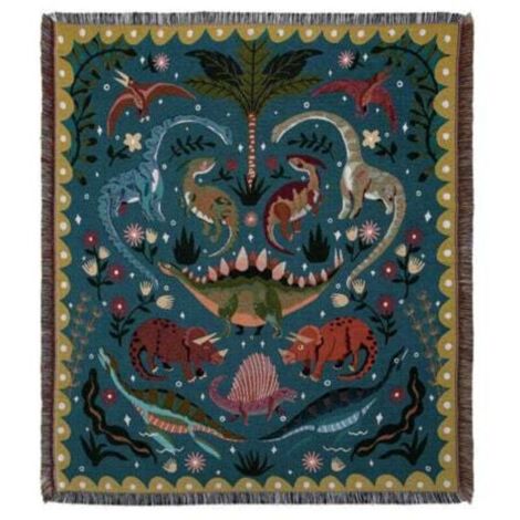 1 Pièce 160x130cm Couverture Plaid Dinosaures Tricotée Décorée avec des Franges Bohême Simple Doux Confortable Protéger Contre Le Froid pour Canapé Sofa Chaise à Repos et Sieste (1/4)