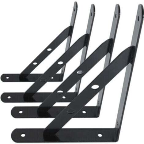 Equerres Etageres Murale, 4 Packs Supports Équerre D'étagère Fixation,Cadre Flottant de Supports Triangulaires de 90 Degrés en Métal Charge Lourde, Noir 13Treize, (1/3)
