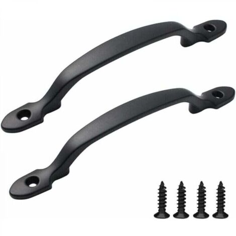 Poignée Meuble 2 Pièces Poignée de Traction de Porte Poignée de Porte d’Armoire Poignee Porte Coulissante avec Vis Poignées Noires pour Porte de Grange Armoires Jardin Remise (Noir) (1/4)