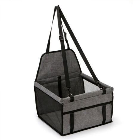 Sac de Transport Chien et Chat avec Rehausseur, Ceinture de Siège de Voiture de Sac de Voiture d'animal Familier Respirant pour l'animal Chat de Chien Gray 40×35×25cm (1/3)