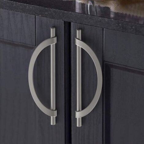 Poignée de meuble de cuisine gris perle, lot de 2, avec vis, en alliage de zinc, pour bureaux et tiroirs, espacement des trous : 128 mm (1/4)