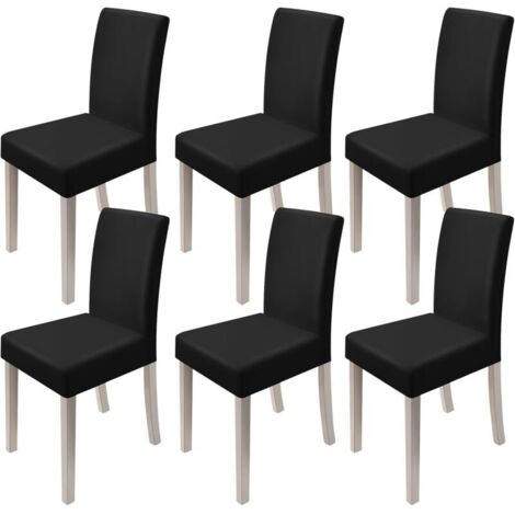 6 Pièces Universel Housses de Chaise Extensible Très Facile à Nettoyer et Durable, Housses de Chaise pour Salle à Manger, Noir (1/4)