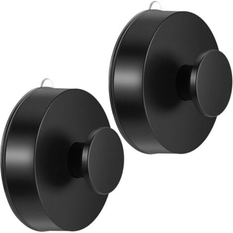 Lot de 2 crochets à ventouse, crochets amovibles et réutilisables, crochets de douche, crochets de suspension auto-adhésifs imperméables pour salle de bain, cuisine (noir) (1/4)