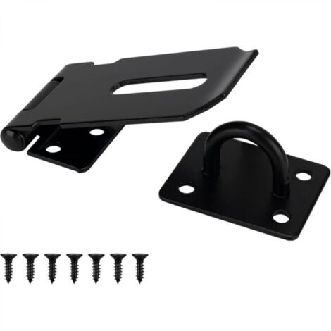 Loquet de porte en acier inoxydable de 7,6 cm, cadenas noir robuste pour portails, portes et armoires, finition brossée, 1 paquet (1/4)
