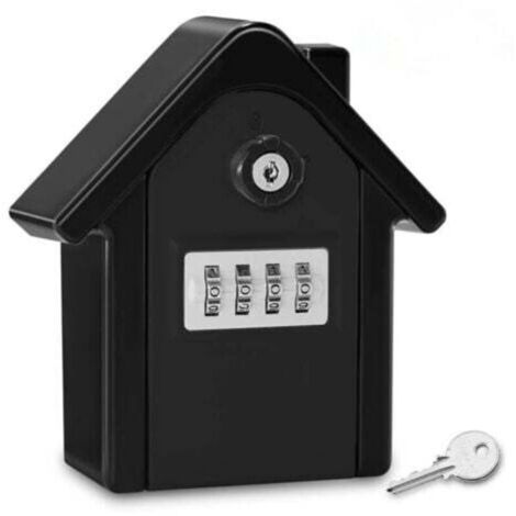 Noir Boite a Cle Securisee Mural Boite a Clé avec Code Numérique & Clés d'urgence, Grand Key Safe Box Format Coffre a Clef Extérieur pour Maison, Bureau, Usine, Garages (1/4)