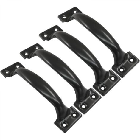 Lot de 4 poignées de porte de grange vintage pour armoires de cuisine, entraxe des trous : 112 mm, fer noir (1/4)