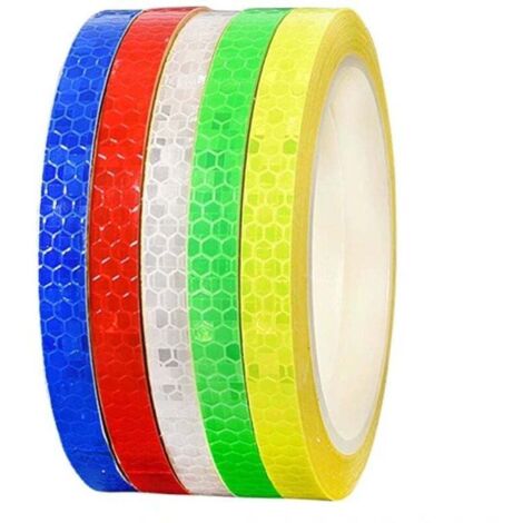Ruban Réfléchissant Adhésif 5 Rouleaux Bande Reflechissante Autocollante Adhésif de Réflecteur Sécurité Avertissement Visibilité (1 CM x 8 M) (1/4)