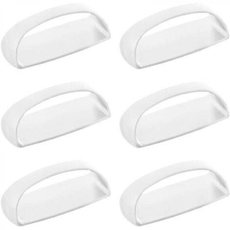 Lot de 6 poignées autocollantes pour tiroirs, portes coulissantes, fenêtres en verre, armoires, sans perçage, 6 pièces/ensemble (blanc) (1/4)