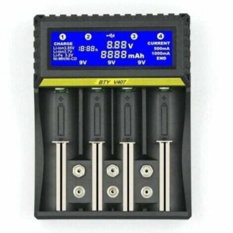 BTY407 chargeur de batterie multifonctionnel 18650 batterie Li-ion/NiMH/NiCd/5AA/7AAA/9V chargeur de batterie (1/4)