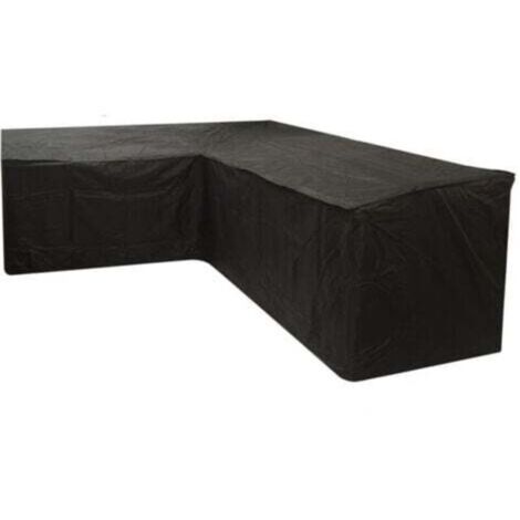 Housse de canapé de jardin en forme de L, imperméable, coupe-vent, anti-UV, tissu Oxford pour canapé d'angle en rotin, 21521587cm – Noir (1/4)