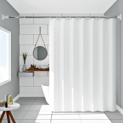Rideau de douche 240x200 blanc, imperméable, anti-moisissure, avec boucle de suspension, largeur 240 x hauteur 200 cm