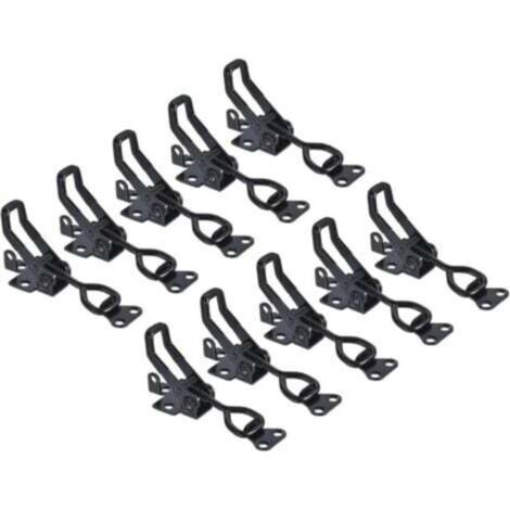 Lot de 10 pinces à bascule réglables, pinces à fermeture éclair en métal, modèle 4002, pinces à bascule à dégagement rapide pour portes d'armoires, noires, vis non incluses (1/4)