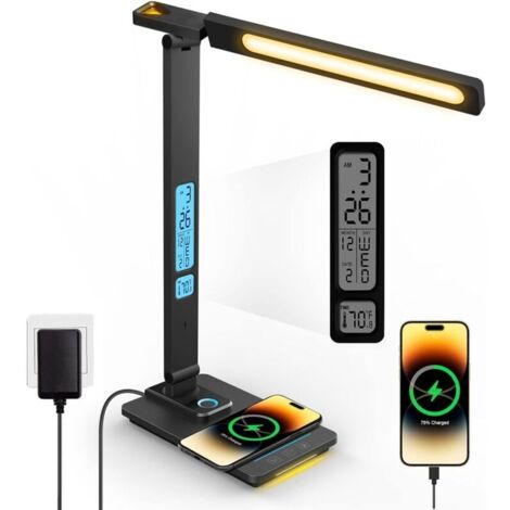 Lampe de Bureau Led, Lampe de Chevet Tactile avec 3 Niveaux de Luminosité, Lampe de Table LED avec Écran à Intensité Variable (1/4)
