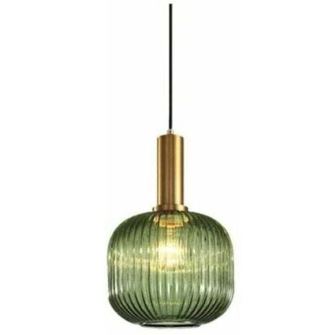 Suspension vintage industrielle, plafonnier suspendu de style rétro moderne, suspension, abat-jour en verre avec support de lampe en laiton poli [Classe énergétique A++], (1/4)