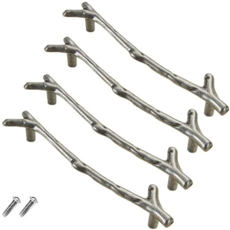 Lot de 4 boutons de tiroir vintage en alliage de zinc pour armoire, tiroir, maison de campagne, chalet(128mm,argent) (1/4)