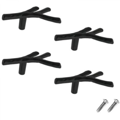 Lot de 4 boutons de tiroir vintage en alliage de zinc pour armoire, tiroir, maison de campagne, chalet(trou unique,noir) (1/4)