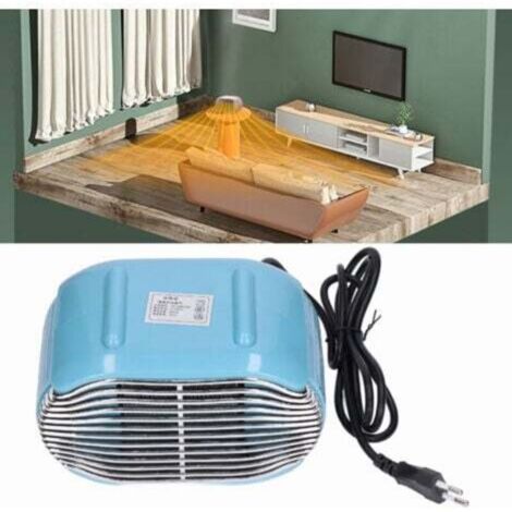 Chauffage de bureau 800W 45° Swing Bleu Portable Multi Vitesse Réglage Bureau Ménage Mini Chauffage (1/4)