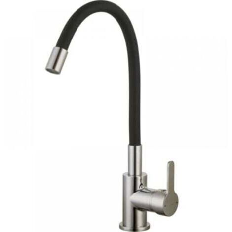 Mitigeur d'évier à mémoire de forme, style inox, flexible, avec fonction mémoire de forme [noir] (1/4)