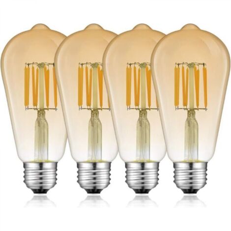 8W E27 ST64 Dimmable Ampoule LED en verre ambre e27 filament led vintage Blanc Chaud 2700K 220V équivaut à l’ampoule halogène 80W, pour maison, décoration, café, boutique, restaurant, etc (6pcs) (1/4)