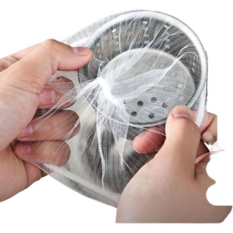 Filtre à déchets blanc pour évier de cuisine, lot de 100, pour éviers, siphons de sol et bassines à légumes afin d'éviter les obstructions. (1/4)