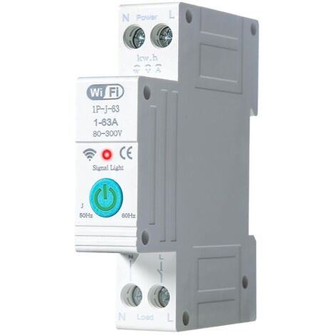 Disjoncteur intelligent Wi-Fi, compteur d'électricité connecté, disjoncteur monté sur rail DIN avec télécommande, 1P 63A (1/4)