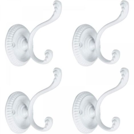 4pcs Patère Crochet Porte Manteau Murale pour Peignoir Serviette Crochet De Porte Salle de Bain Cuisine Crochet Alliage Zinc avec Vis blanc (1/4)