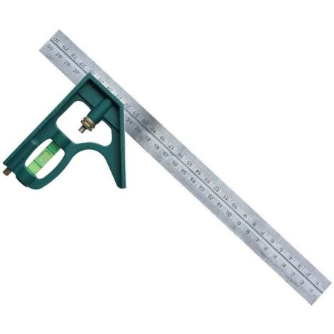 12-Pouces Règle à Angle Droit Combinaison Carrée Combinaison Multifonctionnelle Universelle en Acier Inoxydable Réglable Outils de Mesure de Règlevert (1/4)