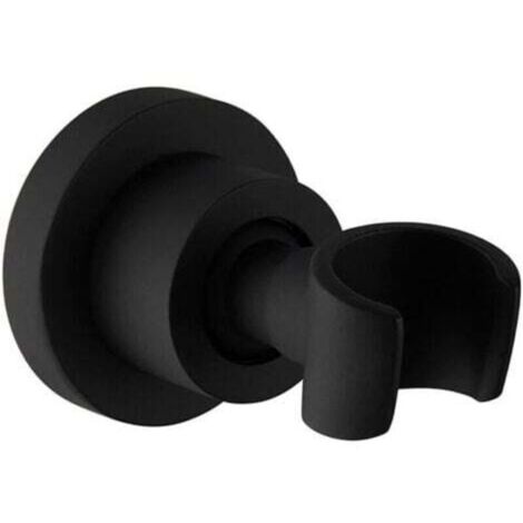 Noir Support de Douche Acier Inoxydable Support Pommeau de Douche Montage Mural Support de Douche à Main Rotatif à 360° Support de Tête de Douche,Round (1/4)