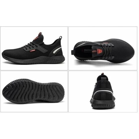 Chaussures de sécurité,Baskets de Sécurité Hommes Chaussures de Sécurité Femmes Baskets à Embout en Acier Chaussures de Travail de Protection Industrielle, Noir EU 38