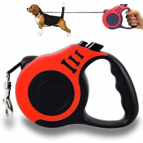 Debuns – Laisse rétractable pour chien jusqu'à 5m – ABS et fibre de polyester – Conception ergonomique – Pour chiens de petite et moyenne taille