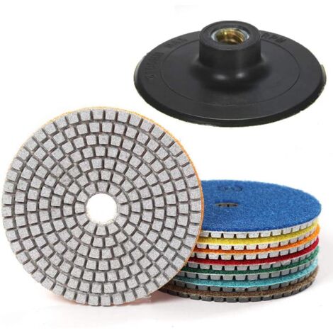 7 Pièces 4 Pouces Polissage Pad Diamant Tampons De Polissage Disque avec Support Pad pour Granit en Béton en Céramique (1/5)
