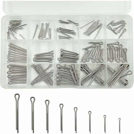 150 Pièces Goupilles Fendues en Acier Inoxydable Goupilles Fendues de Sécurité Fixations Mécaniques 15 Goupilles Fendues en Métal de Différentes Tailles Avec Boîte D'assortiment,Adélala,de DEBUNS
