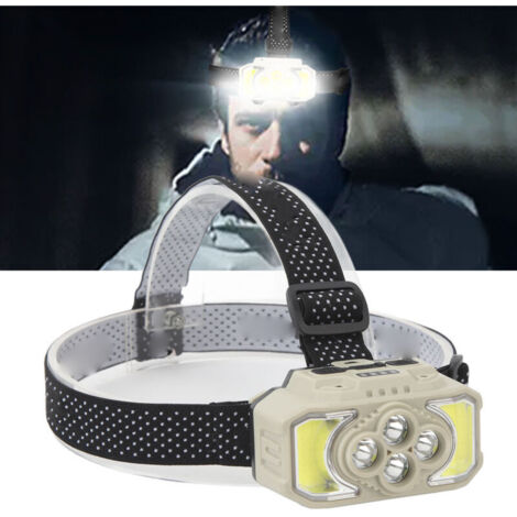 Lampe frontale LED COB Super Bright USB Rechargeable Lightweight Head Lamp with Motion Sensor for Outdoor Hiking Camping Fishing Repairing,DUBUNS