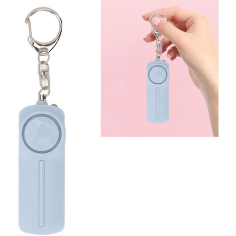 Alarme d'urgence Mini porte-clés de qualité militaire Alarme de sécurité puissante 130 dB avec lampe de poche LED pour femmes, enfants, personnes âgées,Bleu