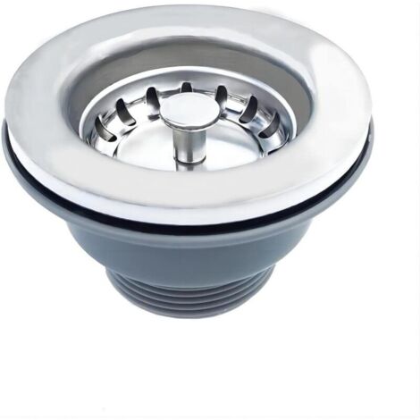 Aougo – Bonde d'évier sans trop plein – Panier inox 84 mm – Finition satinée anti-rayures – Compatible éviers acier, granit, marbre