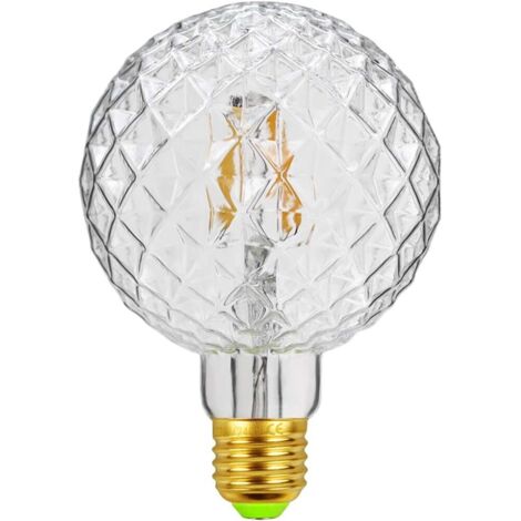 Aougo – Ampoule LED E27 vintage 4 W – Verre cristal G95 – Blanc chaud 2700K – Allumage instantané – Diamètre 95 mm
