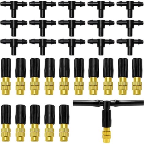 15 Pièces Buse D'atomisation en Cuivre, Buse D'atomisation Réglable, Buse de Pulvérisation en Laiton, Arroseurs D'atomisation, Avec T-Connecteur, ​pour l'irrigation D'arrosage de Jardin (1/5)