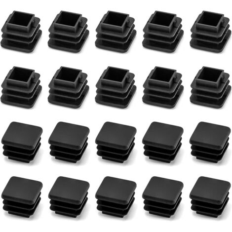 20 PCS 2 x 2 cm Embout de Bouchon en Plastique Noir carré pour Tube de Tuyau, Jambe de Chaise (1/5)