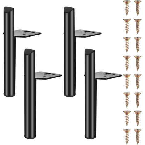 4 Pièces Pieds de Meubles 18 cm Pied Meuble, Pied de Table, Pieds Armoire en Métal, Jambes de Table, Pied pour Meuble Canapé Placard Armoires Cuisine, Noir (1/5)