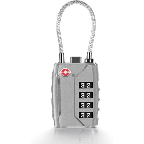 Cadenas Valise TSA, Cadenas Code 4 Chiffres Cadenas Valise Avion, Serrures à Bagages Cadenas Voyage pour Valise Avion Casier (argent) (1/5)